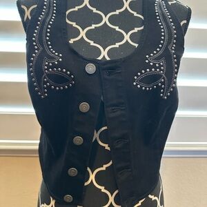 Black Studded Button-Up Vest